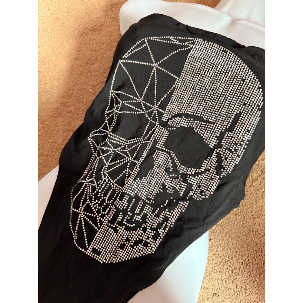 Akira Black Rhinestone Skull Handkerchief Tube‎ Top Strapless Goth alterntive - Picture 2 of 7